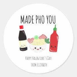 Pegatina Redonda Kawaii Made Pho Each Other Valentine's Day Noodles
