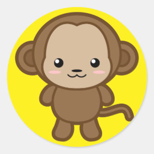Pegatina Redonda Kawaii Monkey