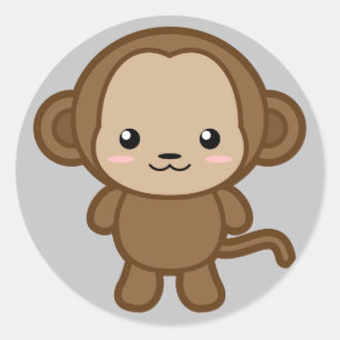 Pegatina Redonda Kawaii Monkey