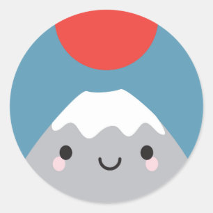 Pegatina Redonda Kawaii Mt Fuji San