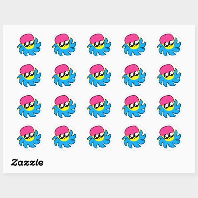 Pegatina Redonda Kawaii Pan Pride Octopus Stickers (Hoja)