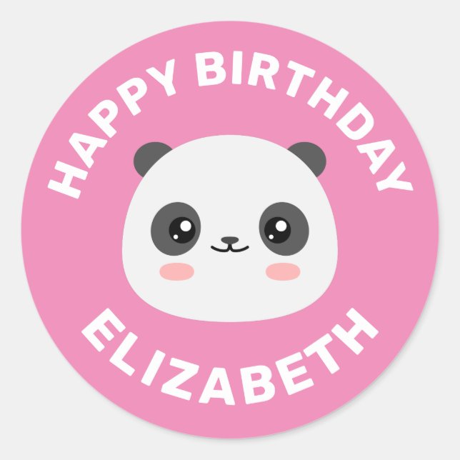 Pegatina Redonda Kawaii Panda (Anverso)