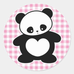 Pegatina Redonda Kawaii panda