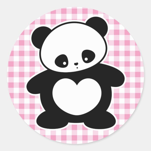 Pegatina Redonda Kawaii panda (Anverso)