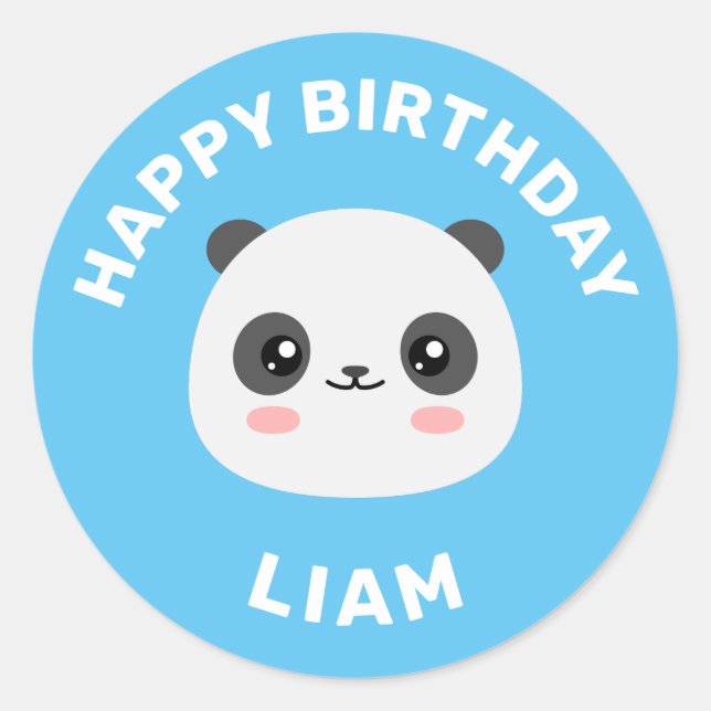 Pegatina Redonda Kawaii Panda (Anverso)