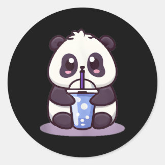 Pegatina Redonda Kawaii Panda se bebe Boba Tea Anime