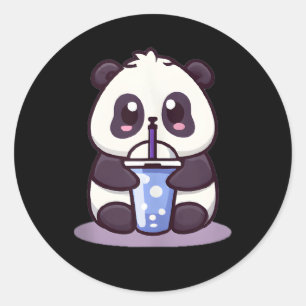 Pegatina Redonda Kawaii Panda se bebe Boba Tea Anime