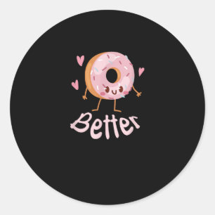 Pegatina Redonda Kawaii Pareja Emparejada Café Y Donut Mejor Juntos