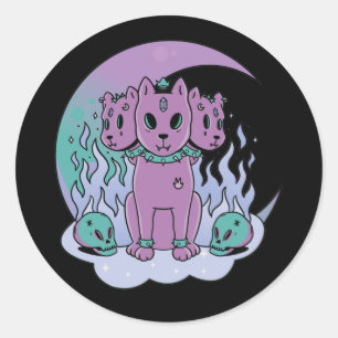 Pegatina Redonda Kawaii Pastel Colores Gothic Cute Gótico Perros Cl