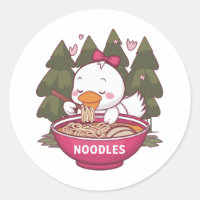 Kawaii pato comiendo ramen