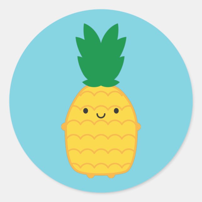 Pegatina Redonda Kawaii Pineapple (Anverso)