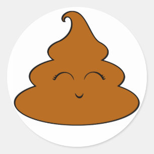 Pegatina Redonda Kawaii Poo Poo