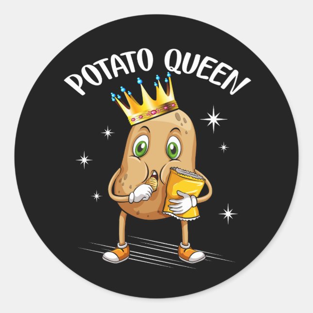 Pegatina Redonda Kawaii Potato Reina Potato Amante gráfico de la Pa (Anverso)