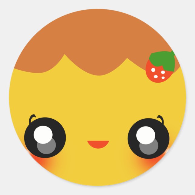 Pegatina Redonda Kawaii Pudding (Anverso)