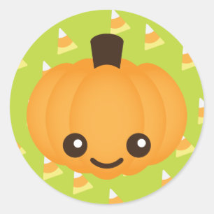 Pegatina Redonda Kawaii Pumpkin
