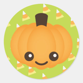 Pegatina Redonda Kawaii Pumpkin