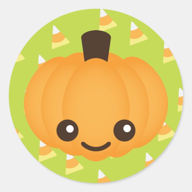 Pegatina Redonda Kawaii Pumpkin (Anverso)