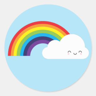 Pegatina Redonda Kawaii Rainbow