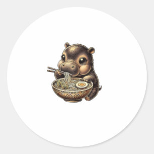 Pegatina Redonda Kawaii Ramen Anime Vintage Kawaii Moo Deng Japanes