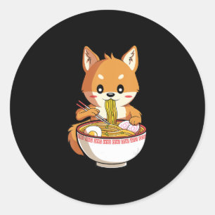 Pegatina Redonda Kawaii ramen shiba inu   regalo de amante de los f