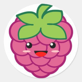 Pegatina Redonda Kawaii Raspberry
