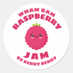 Pegatina Redonda Kawaii Raspberry Jam
