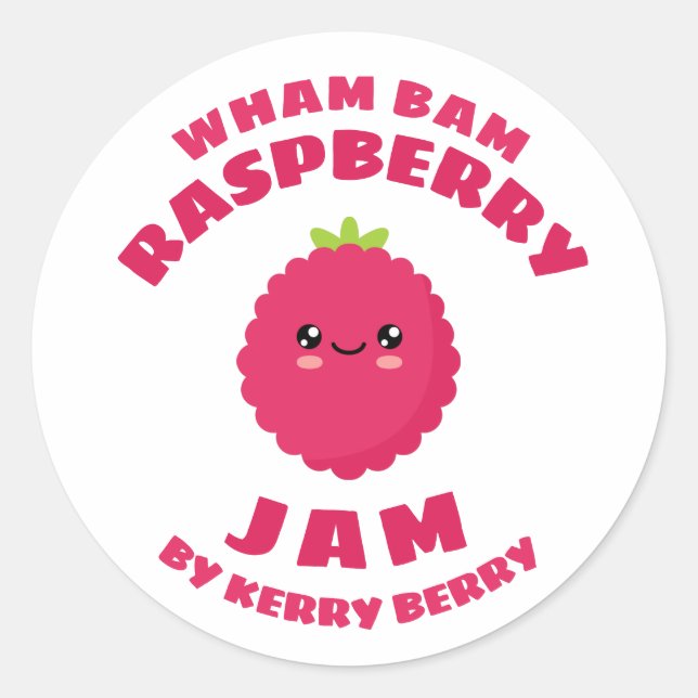 Pegatina Redonda Kawaii Raspberry Jam (Anverso)
