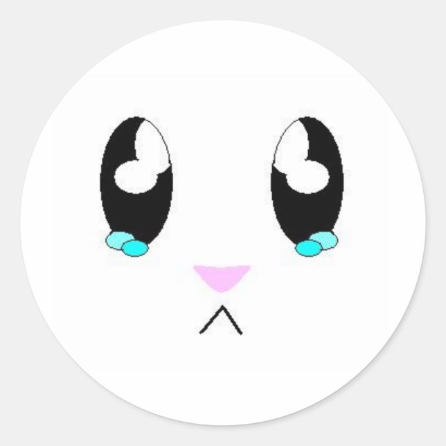Pegatina Redonda Kawaii Sad Bunny Face (Anverso)