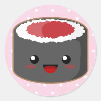 Pegatina Redonda Kawaii Salmon Roll