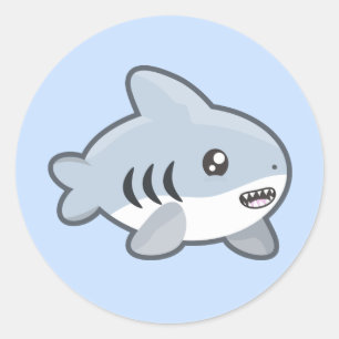 Pegatina Redonda Kawaii Shark