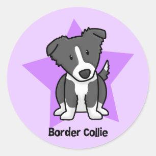 Pegatina Redonda Kawaii Star Border Collie