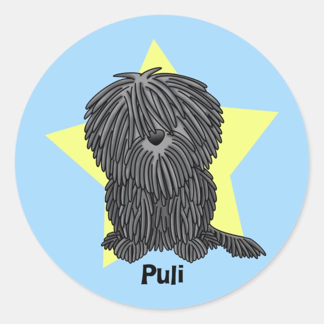 Pegatina Redonda Kawaii Star Puli (Anverso)