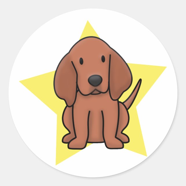 Pegatina Redonda Kawaii Star Redbone Coonhound (Anverso)