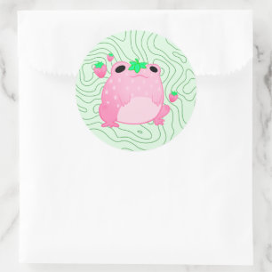 Pegatina Redonda Kawaii Strawberry Frog Softcore