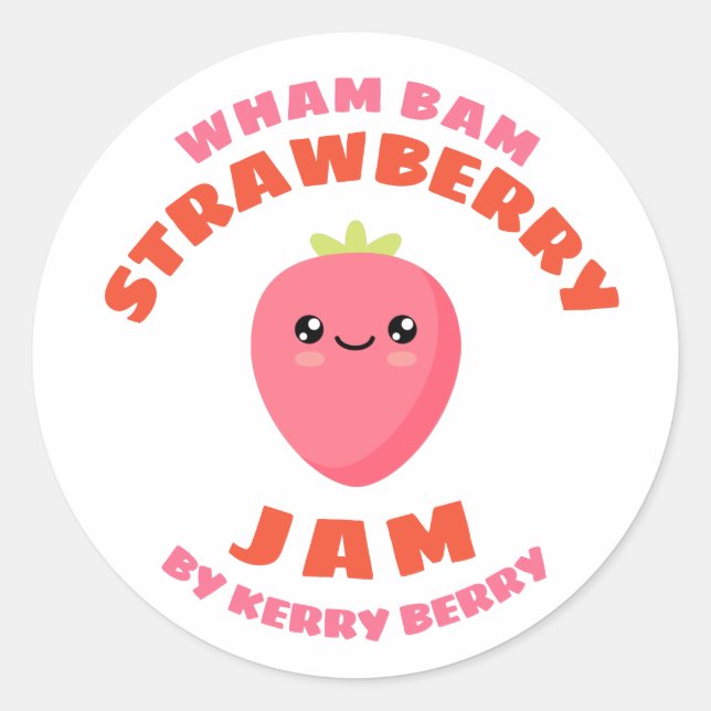Pegatina Redonda Kawaii Strawberry Jam (Anverso)