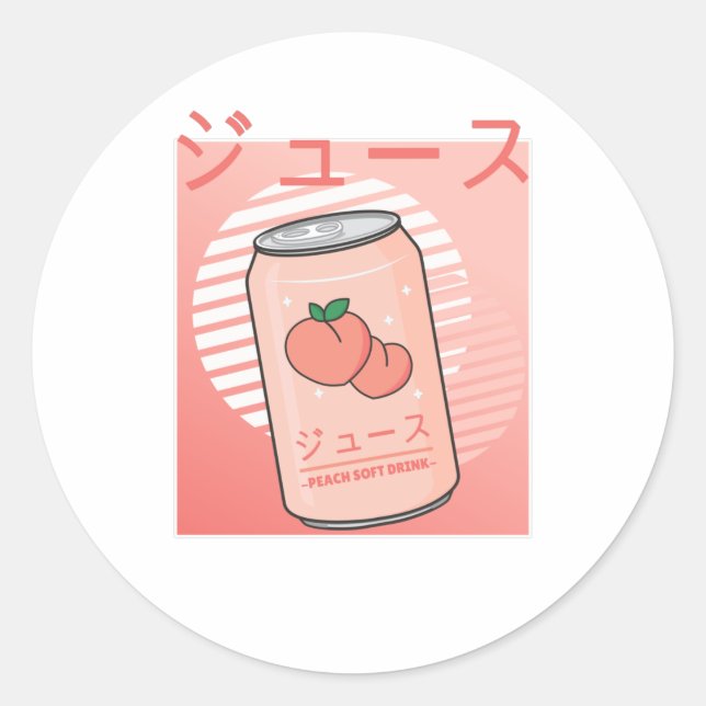 Pegatina Redonda Kawaii Suave Drink Aestesia Japonesa Jugo de Peach (Anverso)