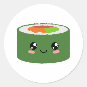 Pegatina Redonda Kawaii Sushi