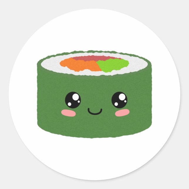 Pegatina Redonda Kawaii Sushi (Anverso)