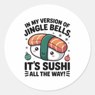 Pegatina Redonda Kawaii Sushi por todas partes