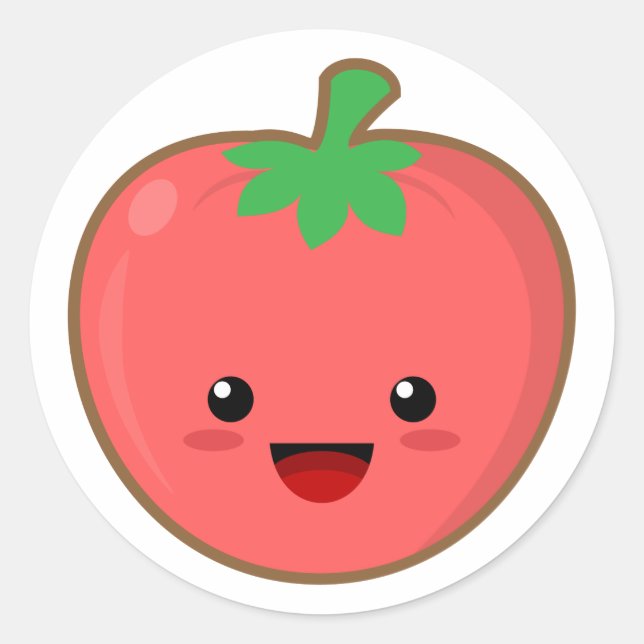 Pegatina Redonda Kawaii Tomato (Anverso)