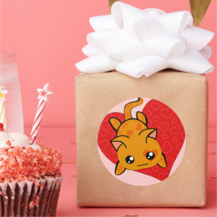 Pegatina Redonda Kawaii Valentine Kitty