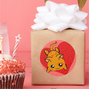 Pegatina Redonda Kawaii Valentine Kitty