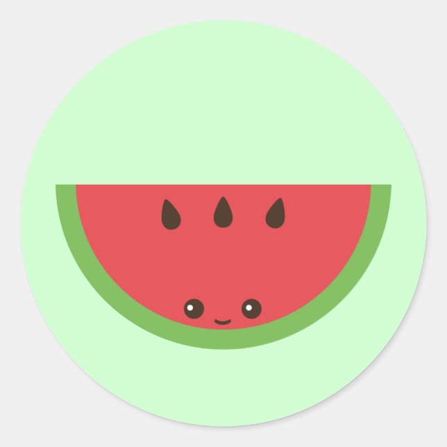 Pegatina Redonda Kawaii Watermelon (Anverso)