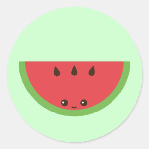 Pegatina Redonda Kawaii Watermelon