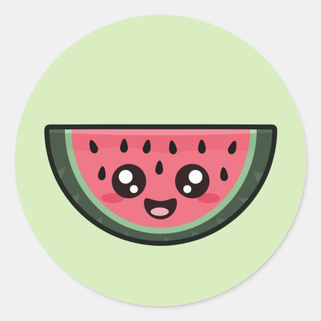 Pegatina Redonda Kawaii Watermelon (Anverso)
