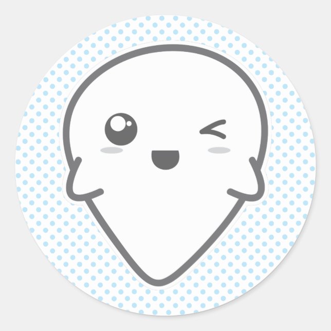 Pegatina Redonda Kawaii Winking Ghost Pegatinas (Anverso)