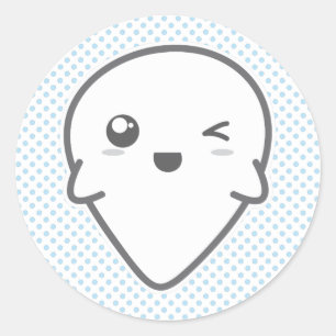 Pegatina Redonda Kawaii Winking Ghost Pegatinas