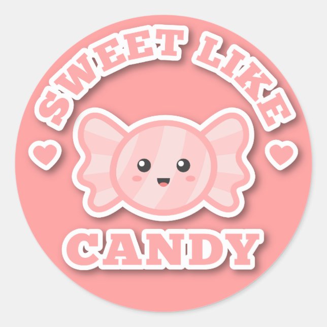 Pegatina Redonda Kawaii y Dulce Como Caramelo (Anverso)