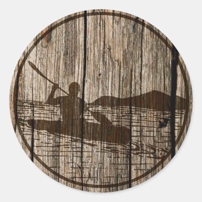 Pegatina Redonda Kayak (Anverso)