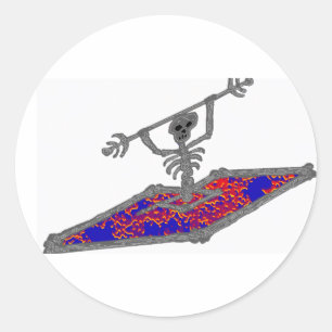 Pegatina Redonda Kayak Bones flotando